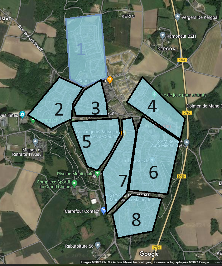 Zones de prospection caudan